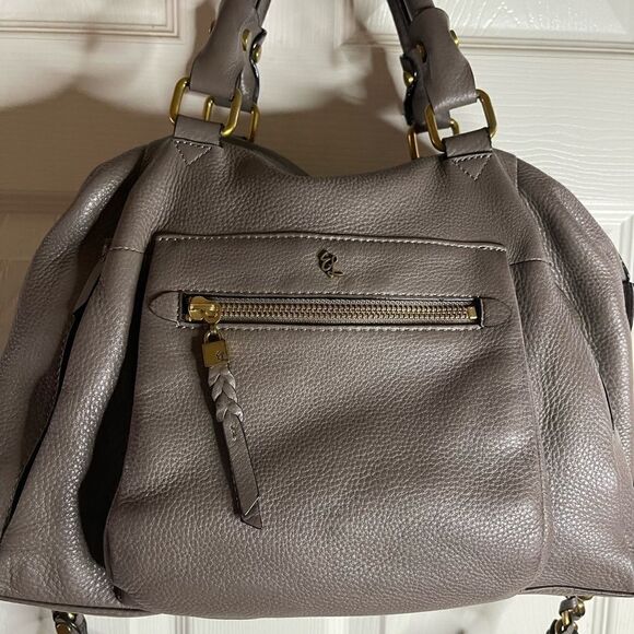 Elliott Lucca leather gray Satchel/shoulder bag with antique gold tone hardwares - Picture 5 of 15